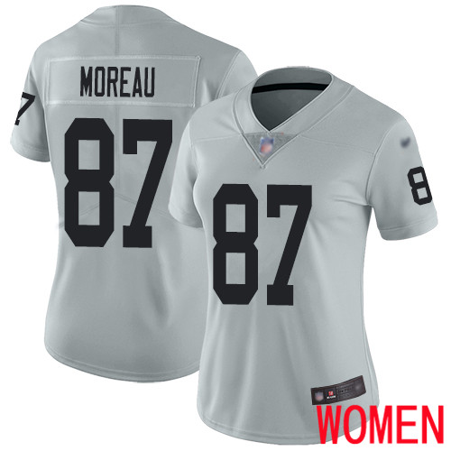 Oakland Raiders Limited Silver Women Foster Moreau Jersey NFL Football #87 Inverted Legend Jersey->youth nfl jersey->Youth Jersey